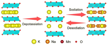 Graphical abstract: A high-performance Na-storage cathode enabled by layered P2-type KxMnO2 with enlarged interlayer spacing and fast diffusion channels for sodium-ion batteries