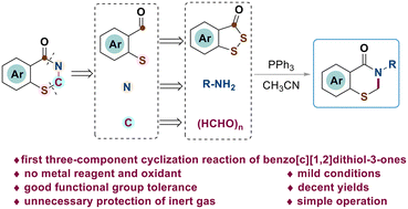 Graphical abstract: Metal-free three-component tandem cyclization for modular synthesis of 2,3-dihydrobenzothiazin-4-ones