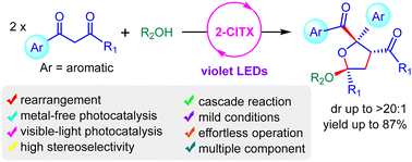 Graphical abstract: Synthesis of polysubstituted tetrahydrofurans via visible light-induced De Mayo acetalization of benzoylacetones