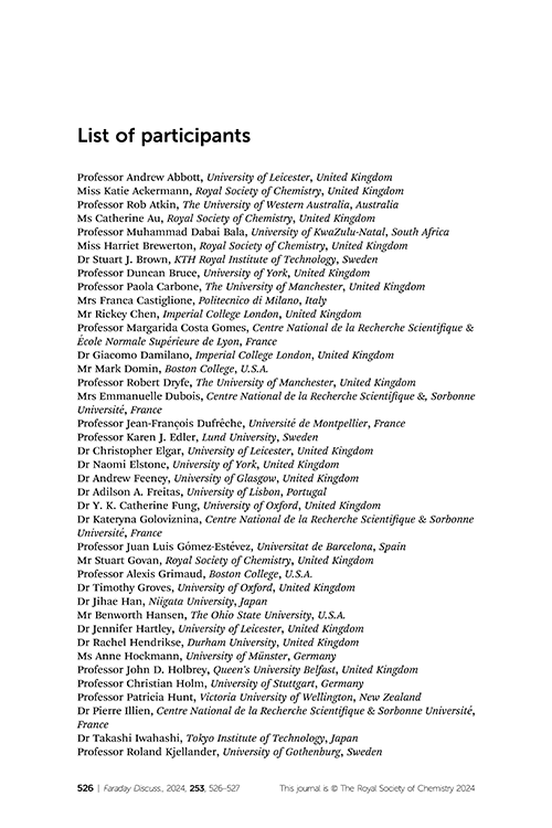 List of participants