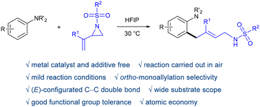 Graphical abstract: ortho-Allylation of anilines with vinylaziridines in hexafluoroisopropanol