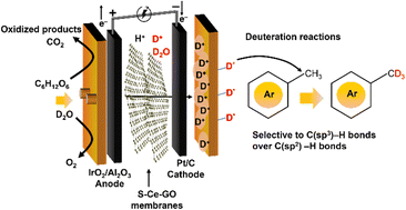 Graphical abstract: Deuteration of organic compounds by electrolysis of glucose-heavy water using a graphene oxide membrane reactor