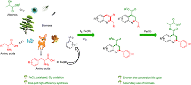 Graphical abstract: One-pot iron chloride-catalyzed sustainable syntheses of quinolines from amino acids, alkyl lactate and arylamine