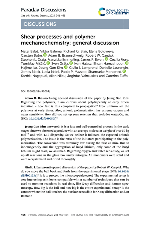 Shear processes and polymer mechanochemistry: general discussion