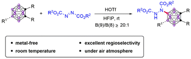 Graphical abstract: Highly selective electrophilic B(9)-amination of o-carborane driven by HOTf and HFIP