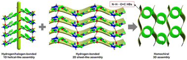 Graphical abstract: Simultaneous formation of helical and sheet-like assemblies from short azapeptides enables spontaneous resolution