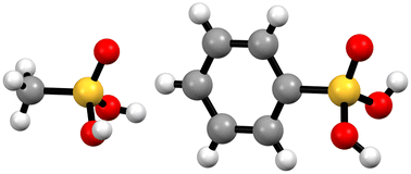 Graphical abstract: Shrinking of C–S bonds of organosulfonic acids in superacidic media—investigation of the protonation of methanesulfonic acid and benzenesulfonic acid and their limits