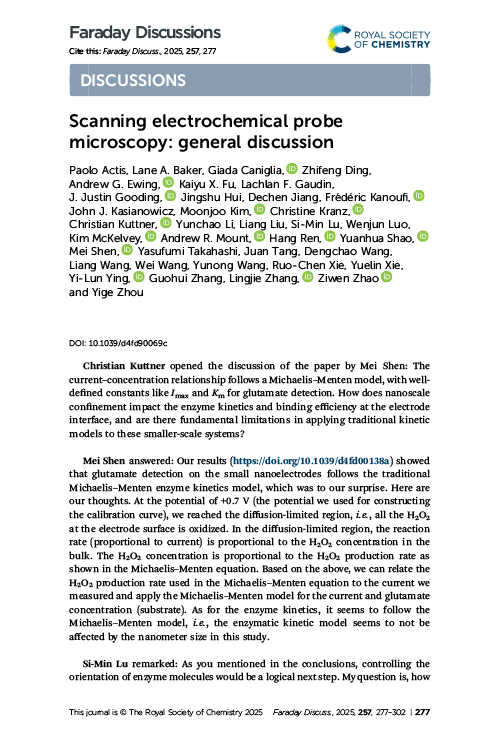 Scanning electrochemical probe microscopy: general discussion