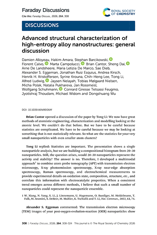 Advanced structural characterization of high-entropy alloy nanostructures: general discussion
