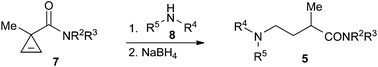 Graphical abstract: One-pot synthesis of GABA amides via the nucleophilic addition of amines to 3,3-disubstituted cyclopropenes