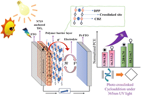 Graphical abstract: Covalent photo-crosslinking of diketopyrrolopyrrole based polymeric layers for cutting-edge near-IR absorption and DSSC performance