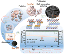 Graphical abstract: Direct regeneration of cathodes from spent LIB black mass through an integrated roasting-flotation method with impurity-tailored self-decontamination