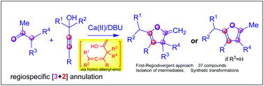 Graphical abstract: Regiospecific formal [3 + 2] annulation of tert-propargyl alcohols with acyclic 1,3-diketones via the cycloisomerization of homoallenyl ketones