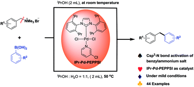 Graphical abstract: Cross coupling of benzylammonium salts with boronic acids using a well-defined N-heterocyclic carbene–palladium(ii) precatalyst