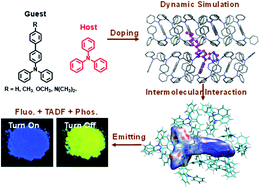 Graphical abstract: Efficient and organic host–guest room-temperature phosphorescence: tunable triplet–singlet crossing and theoretical calculations for molecular packing