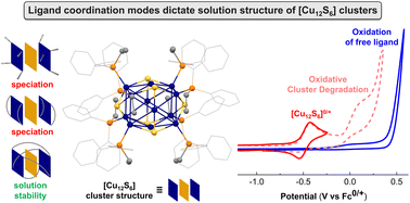 Graphical abstract: Ditopic ligand effects on solution structure and redox chemistry in discrete [Cu12S6] clusters with labile Cu–S bonds