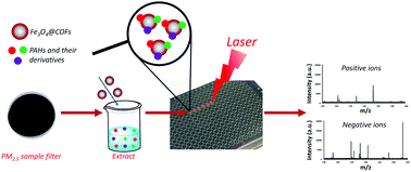 Graphical abstract: A magnetic covalent organic framework as an adsorbent and a new matrix for enrichment and rapid determination of PAHs and their derivatives in PM2.5 by surface-assisted laser desorption/ionization-time of flight-mass spectrometry