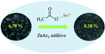 Graphical abstract: Synergistic effects of the zinc acetate additive on the performance enhancement of Sn-based perovskite solar cells