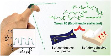 Graphical abstract: A skin-friendly soft strain sensor with direct skin adhesion enabled by using a non-toxic surfactant