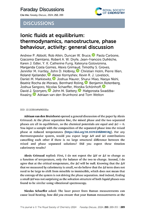 Ionic fluids at equilibrium: thermodynamics, nanostructure, phase behaviour, activity: general discussion