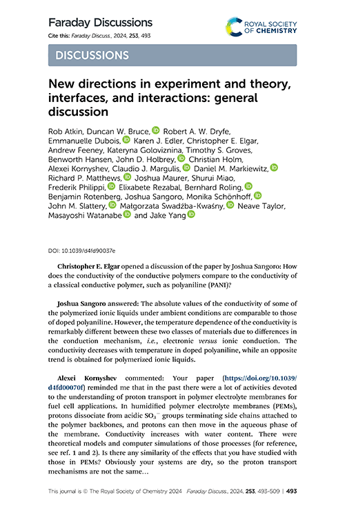 New directions in experiment and theory, interfaces, and interactions: general discussion