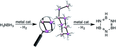 Graphical abstract: Probing the second dehydrogenation step in ammonia-borane dehydrocoupling: characterization and reactivity of the key intermediate, B-(cyclotriborazanyl)amine-borane