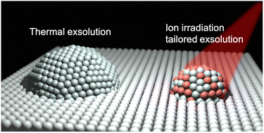 Graphical abstract: Ion irradiation to control size, composition and dispersion of metal nanoparticle exsolution
