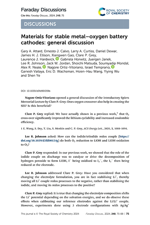 Materials for stable metal–oxygen battery cathodes: general discussion