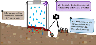 Graphical abstract: Rainfall-induced lateral and vertical microplastic transport of varying sizes in agricultural fields