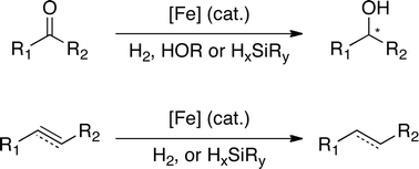 Graphical abstract: Iron-catalysed reduction of carbonyls and olefins