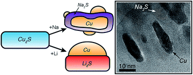 Graphical abstract: Distinct nanoscale reaction pathways in a sulfide material for sodium and lithium batteries