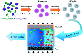 Graphical abstract: The feasibility of hollow echinus-like NiCo2O4 nanocrystals for hybrid capacitive deionization