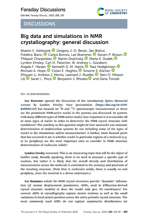 Big data and simulations in NMR crystallography: general discussion