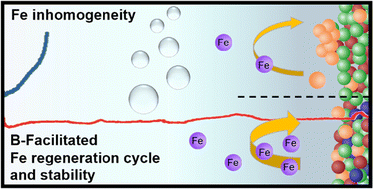 Graphical abstract: Enhanced stability of boron modified NiFe hydroxide for oxygen evolution reaction