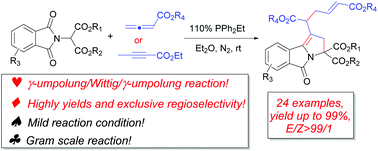 Graphical abstract: Phosphine-mediated domino reactions of phthalimidomalonates with allenoates or but-2-ynoate: facile entry into highly functionalized pyrroloisoindolinone derivatives