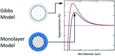 Graphical abstract: Cloud droplet activation of organic–salt mixtures predicted from two model treatments of the droplet surface