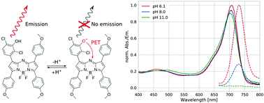 Graphical abstract: Near-infrared fluorescent aza-BODIPY dyes for sensing and imaging of pH from the neutral to highly alkaline range