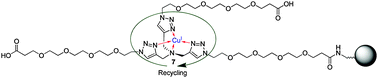 Graphical abstract: An immobilized and reusable Cu(i) catalyst for metal ion-free conjugation of ligands to fully deprotected oligonucleotides through click reaction