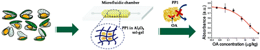 Graphical abstract: A novel microfluidic system for the sensitive and cost-effective detection of okadaic acid in mussels