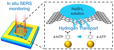 Graphical abstract: Monitoring hydrogen transport through graphene by in situ surface-enhanced Raman spectroscopy