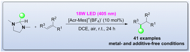Graphical abstract: Photoredox catalyzed release of carbon-based radicals from 2-substituted-1,3-imidazolidines