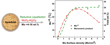 Graphical abstract: One-pot reductive liquefaction of sawdust to renewables over MoOx–Al2O3 variants: insight into structure–activity relationships