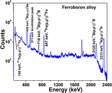 Graphical abstract: Characterization of ferroboron alloys by simultaneously quantifying Fe and B mass fractions and isotopic compositions of B by external particle induced gamma-ray emission method