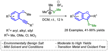 Graphical abstract: DMTSF-mediated electrophilic cyclization for the synthesis of 3-thiomethyl-substituted benzo[b]furan derivatives