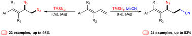 Graphical abstract: Copper/iron controlled regioselective 1,2-carboazidation of 1,3-dienes with acetonitrile and azidotrimethylsilane