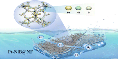 Graphical abstract: In situ analysis of a boron-based catalytic electrode with trace platinum for efficient hydrogen evolution in a wide pH range
