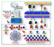 Graphical abstract: Fabrication, characterization and electrochemical analysis of a polyvinylidene fluoride plus zeolite embedded manganese phosphate composite ion exchange membrane