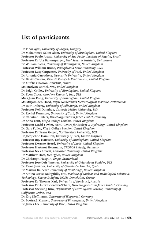 List of participants