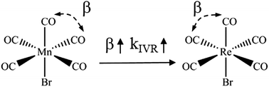 Graphical abstract: Central-metal effect on intramolecular vibrational energy transfer of M(CO)5Br (M = Mn, Re) probed by two-dimensional infrared spectroscopy