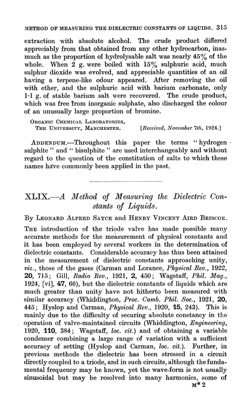 XLIX.—A method of measuring the dielectric constants of liquids